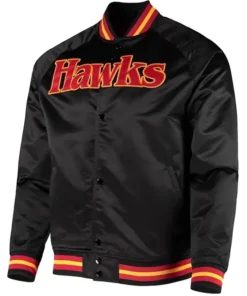 Atlanta Hawks Hardwood Classics Black Varsity Jacket
