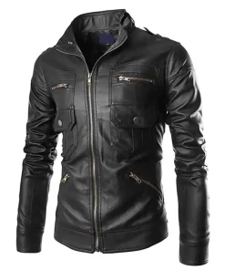 Biker Leather Jacket Slim Fit