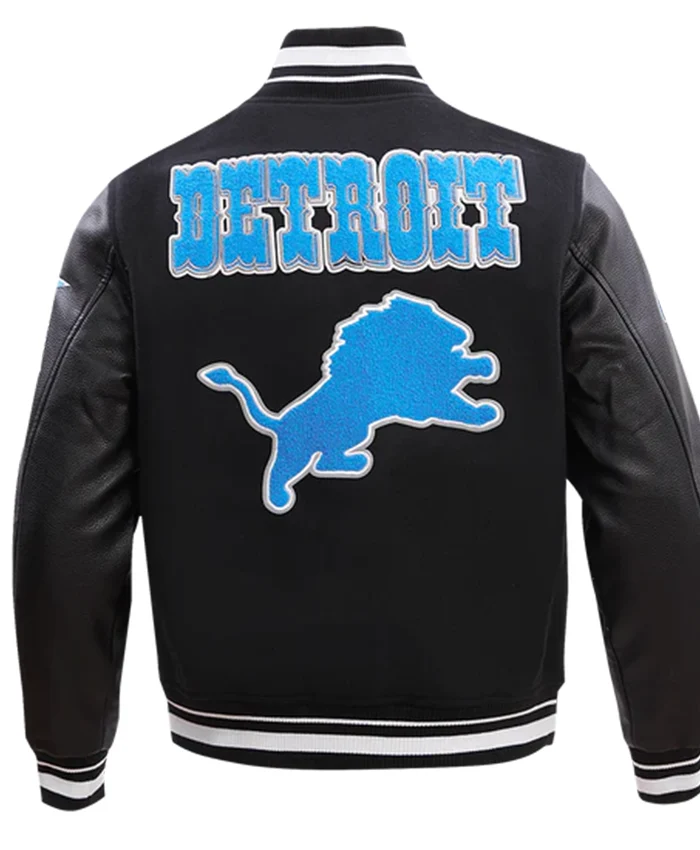 NFL Detroit Lions Retro Classic Black Varsity Jacket - Image 2