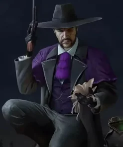 Desperados 3 Doc Mccoy Black and Purple Long Trench Cotton Coat