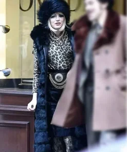 Emma Stone Cruella 2021 Black Fur Coat