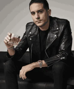 G-Eazy Black Biker Real and PU Leather Jacket