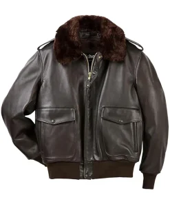 Jordan A2 Aviator Brown Bomber Leather Jacket