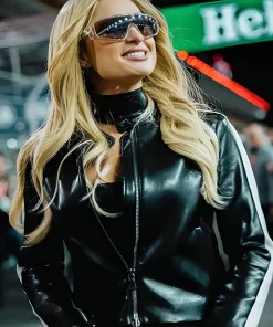 Las Vegas 2024 GP Paris Hilton Black Leather Jacket