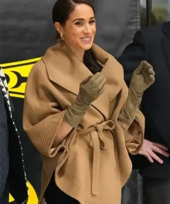Meghan Markle Sentaler Brown Cape Coat