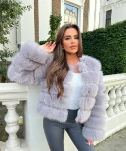 Premium Light Grey Fur Jacket