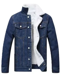 Vintage Blue Shearling Denim Jacket