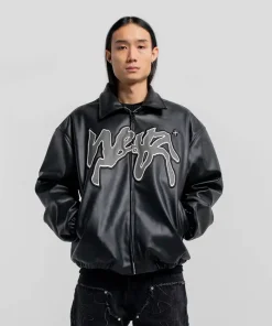 Weyz Black PU Leather Jacket
